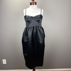 Future Collective Sweetheart Black Bubble hem Midi dress Sz M Party